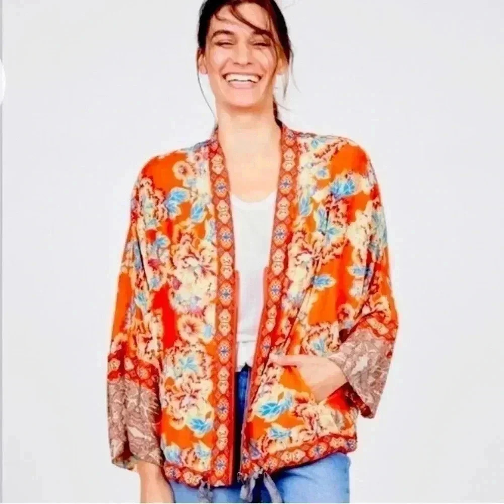 Free People Front Zip Kimono Jacket Size XS ❤️